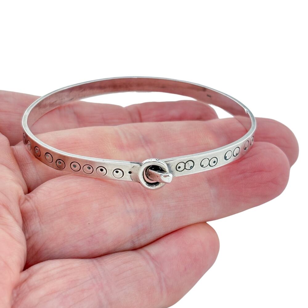 Vintage Sterling Silver 925 Stamped Circle Hook Bracelet 6.75"